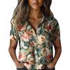 Uwdiohq Camicetta Casual Elegante con Scollo A V Camicia da Donna in Cotone Stampa, alla, Casual, Maniche Corte (Green, XXXXXL) Estiva Maglietta Eleganti Lunga Corta Blusa Viola Casacca Lino