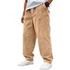 Onsoyours Pantaloni in Velluto a Coste da Uomo a Gamba Larga Pantalone con Tasche e Elastico in Vita