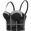 Woboren Reggiseno da donna clubwear party punk gotico corsetto push-up con strass diamante cime (Nero, XS)