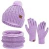 ZASFOU Donna Inverno Berretto Cappelli Sciarpa Touchscreen Guanti Set maglia ciniglia teschio Berretto Caldo pile foderato