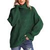 Onsoyours Donna Maglione a Collo Alto Felpa Pullover con Manica Lunga Eleganti Casual Maglieria Bluse Fiore Ritorto Maglia per Autunno Inverno A Verde L