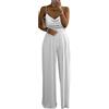 shownicer Tuta con Pantaloni Lungo Vestito Abito Cerimonia da Donna Elegante Casual Party Z Bianco XL