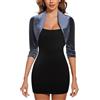 LADI TREND Coprispalle da donna con maniche a 3/4, casual, mezza foderata, aperta sul davanti, in velluto, bolero, cardigan, maglioni, serate, ufficio, feste