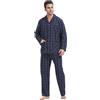 Amaxer Pigiama da Uomo in Due Pezzi in Cotone da Notte a Maniche Lunghe con Tasche con Coulisse,Griglia Nera con Linee Bianche e Rosse,M