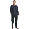 SaneShoppe Pigiama da uomo a maniche lunghe in pile termico con pantaloni a quadri blu navy L