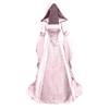 Generic Renaissance - Vestito da donna con lacci, stile medievale, con cappuccio, gotico, con maniche a tromba, per cosplay, maxi abito per Halloween, carnevale