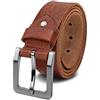 ROYALZ Cintura Uomo in robusta pelle di bufalo 4 mm, Cintura vintage per Jeans con fibbia ad ardiglione - Larghezza della cinghia 38 mm
