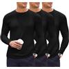 Ekouaer Maglietta Compressione Uomo Traspirante da Asciugatura Rapida Maglia Termica Manica Lunga, Nero 3 Pezzi, L