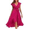 shownicer Vestiti Donna Elegante Vestiti con Spacco Estivi Vestito al Ginocchio Scollo a V Manica Corta Abito Casual Vestiti da Sera Cerimonia Cocktail