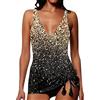 HEONSATI Costume da Bagno Donna Curvy Bikini Mare Vita Alta Due Pezzi Bikini Curvy Taglie Forti Imbottito Piscina Set Tankini da Bagno Brasiliana Mare Swimwear Spiaggia Vita Alta Contenitivo Push Up