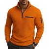 Oanviso Maglione Uomo Invernale con Zip Tessuto Maglina Maglia Manica Lunga Maglioncino Texture Felpa Pullover Polo Sportiva Sweater A Arancione 3XL
