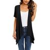 FNKDOR Cardigan da donna estivo lungo cardigan manica corta scollo a V asimmetrico cardigan con tasche, Nero , L