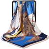 WUZININGLE Sciarpa quadrata da donna, in seta al 100%, 89 cm, per dormire, bandana grande alla moda con confezione regalo, Cavalli valorosi (blu), 35x 35 inches