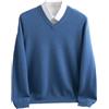 Adhdyuud - Maglione da uomo invernale in lana merino, con scollo a V, a maniche lunghe, in cashmere spesso, maglietta in maglia, XL