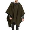 Generisch Mantello da uomo in lana poncho con cappuccio cordoncino inverno caldo mantello con cappuccio tinta unita comodo poncho con cappuccio tempo libero mantello pullover con cappuccio poncho