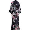 BABEYOND - Vestaglia kimono da donna, motivo con pavone e fiori, Nero-1, One Size Plus