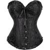 ZICUE Donne Festa Multi-stile Bustier Piegato Sexy Osso Biancheria Intima Ruched Jacquard Shapewear Nero XXS