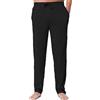 The Essentials Wardrobe Pantaloni da pigiama da uomo, in jersey di cotone, taglia S-4XL, Nero , L
