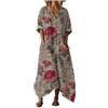 Udbeksid Vestito Estivo Donna Lungo Bohemien, Abito con Tasche e Scollo a V, Vestito Vintage Casual Maniche 3/4, Vestito Kaftano Elegante per Spiaggia Mare Copricostume Vacanza 2026
