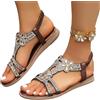 Sobzia Scarpe Donna Estive,Sandali Donna Estive Gioiello Comodi Eleganti Sandalo da Spiaggia Antiscivolo Lavabili Scarpe Estivo Morbida Punta Aperta Ciabatte Leggero Bohémien Marrone 36