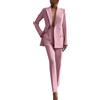 Yegirlzs Completo Donna Tailleur Pantalone Curvy Completi Pantaloni e Giacca Tuta Due Pezzi Slim Fit Completo Tailleur da Cerimonia Ufficio e Lavoro Blazer Tuta A2 Rosa XXL
