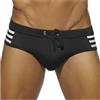 Detwen Costume da bagno uomo push up con imbottitura rimovibile, slip con cordoncino, vita bassa, asciugatura rapida, sexy swimwear, Nero , M