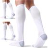 FITRELL 3 Paia di Calze Compressione Graduata Donna 20-30 mmhg Calze Antitrombo Donna & Uomo per Sport, Corsa, Aereo, Viaggi, Gravidanza, Lavoro, Bianco, EU 35-38