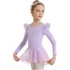 DANSHOW Body da danza classica per ragazze Body da danza a maniche lunghe Body con gonna a rete (bambina/bambina grande)(23823-09-S)