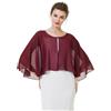BEAUTELICATE Coprispalle Stola Chiffon stola Elegante Donna Chiffon Scialle Smanicata Bolero Cape Cardigan per Cerimonia Festive Matrimonio Sposa Abito Estivo (Borgogna, Taglia unica)