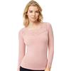 YSABEL MORA - Maglia termica pizzo manica lunga nera, Rosa antico, L
