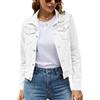ORANDESIGNE Giacca di Denim da Donna Casual Giacca Corta Jeans Elegante con Tasche Jacket Moda Cappotto Ragazze Manica Lunga Outerwear Giubbino Denim A Bianco XS
