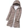 xitoio Giacca piumino da donna leggera riponibile, cappotto puffer oversize lungo con cappuccio, parka impermeabile trapuntato imbottito, capospalla invernale caldo con imbottitura in piuma, cachi, L