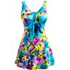 Wantdo Costume da Bagno Estate Taglie Forti Costume Intero Alta Vita Push Up Swimsuit per Mare e Spiaggia Donna Un Pezzo Blu Fiore 56-58