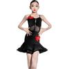 YXYjLb Abiti da Ballo Latino for Ragazze Set di Costumi Gonne A Canotta Concorso di Salsa Moderna Dancewear Costumi di Pratica di Danza(Black,140)