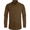 HISDERN Camicia Marrone Uomo Manica Lunga Elegante Camicia Collo Coreana Uomo Cotone Gemelli Camicie con Tasca de Casual Business Matrimonio M