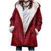 uxxnjfg Giacca Invernale Donna Fleece Peluche Felpa Pile Cappotto Donna Invernale Elegante Oversize Cappotto con Cappuccio Sportiva Maglione Parka con Tasche Abbigliamento(Rosso,3XL)
