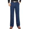 WUQILONGBANG Jeans da uomo a vita alta taglio dritto, jeans da uomo elasticizzati a gamba dritta, vestibilità regolare, jeans classici in denim di base, Blu, 49