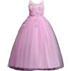 E-girl Vestito da ragazza di fiori, abito da principessa, per bambini, senza maniche, in pizzo, in tulle per feste, 4-14 anni, E832