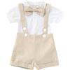 JokeLomple Completo Formale da Neonato per Neonato, Manica Corta, Pagliaccetto, Bretelle, Pantaloncini, Pantaloni, Papillon, Smoking da Sposa, Abiti