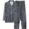 Generisch Pigiama lungo da uomo con bottoni, pigiama in due pezzi, taglie grandi, con scollo a V, con tasca sul petto, morbido e comodo, per il tempo libero, O grigio scuro, 5XL