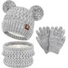 ZASFOU Bambini Cappello Invernale Sciarpa Guanti Touch Screen Set 2 3 4 5 6 7 Anni Berretto Cappelli in Maglia con Pompon Scaldacollo Guanto Regali per Ragazze Ragazzo