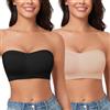WOWENY Reggiseno a Fascia da Donna Senza Spalline Senza Ferretto, Bralette Imbottita Senza Cuciture con Spalline Trasparenti