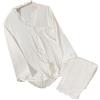 Zanisouta Pigiama invernale da donna in pile, in flanella, per la casa, in velluto dorato, in due pezzi, con maniche lunghe e pantaloni a camicia, in tinta unita, slim fit, O bianco., m