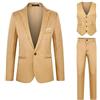 Generico Abiti Da Uomo 3 Pezzi Suit Cerimonia Smoking Blazer Pantaloni Gilet con Un Bottone Tinta Unita Affari Elegante Completo Da Uomo Slim Fit Cerimonia Abito Da Sposa Business Casual Dinner Abiti Da Lavoro