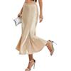 DGSHIRLDJO Gonna in Raso da Donna, Elegante Gonna Midi a Trapezio, Gonna Lunga in Seta a Vita Alta per Matrimoni, Feste, Affari