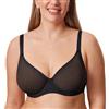 DELIMIRA Donna Reggiseno in Rete Trasparente Nero 6F