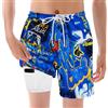 YYDSXK Pantaloncini da Bagno Bambino, Costume da Bagno per Surf Sulla Spiaggia, Bambini a Compressione ad Asciugatura Rapida Corti per Surf, Immersioni, Eleganti Pantaloncini da Spiaggia,Blu Graffiti,160