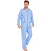 Amaxer Classico Pigiama da Uomo in Due Pezzi,in Cotone,da Notte,a Maniche Lunghe,con Tasche,con Coulisse,Multi-Pattern su Blu,S