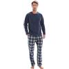 SaneShoppe Pigiama da uomo Harvey James, confezione regalo, in pile Navy/Grey X-Large