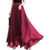 Oanviso Gonna Lunga Elegante Donna Curvy Cerimonia Gonne in Tulle Trasparente Chiffon Gonna Elasticizzata a Pieghe A-Linea Boho Maxi Skirt Claret XL